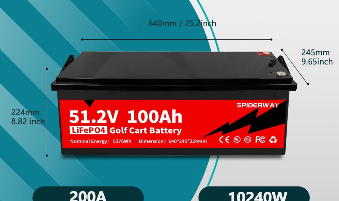 48V 100Ah LiFePO4 Golf Cart Battery Built-in 250A BMS with Charger 6000+ Cycles
