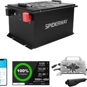 36V(38.4V) 105Ah Lithium Golf Cart Battery, Built-in Smart 250A BMS, with 3 Pin Round Plug Battery Charger, 6000+ Cycle Rechargeable LiFePO4 Battery Max 7.68kW Power Output for Club car Golf Cart