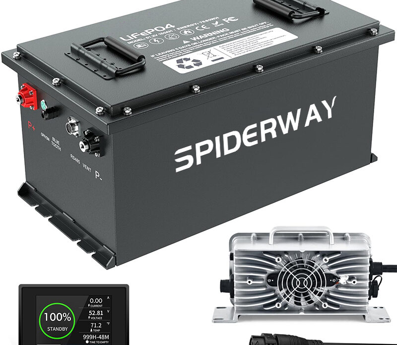 51.2V 150Ah LiFePO4 Battery and 25A Charger | 5000+ Cycles | For Golf Carts/RVs and Marine