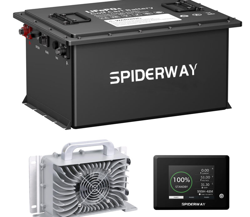 48V (51.2V) 105Ah LiFePO4 Battery Kit with 25A Charger | Fast Charging Safe and Durable for Golf Carts