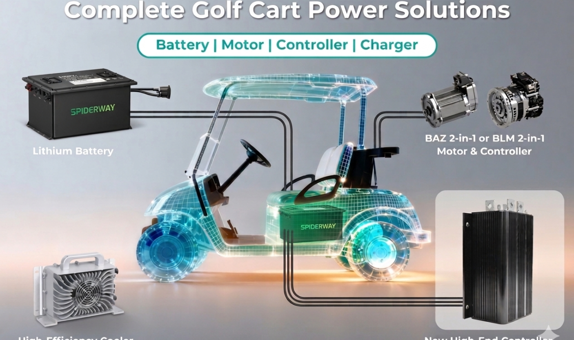 Golf Cart Lithium Conversion Kit Complete Power System Upgrade with SPIDERWAY